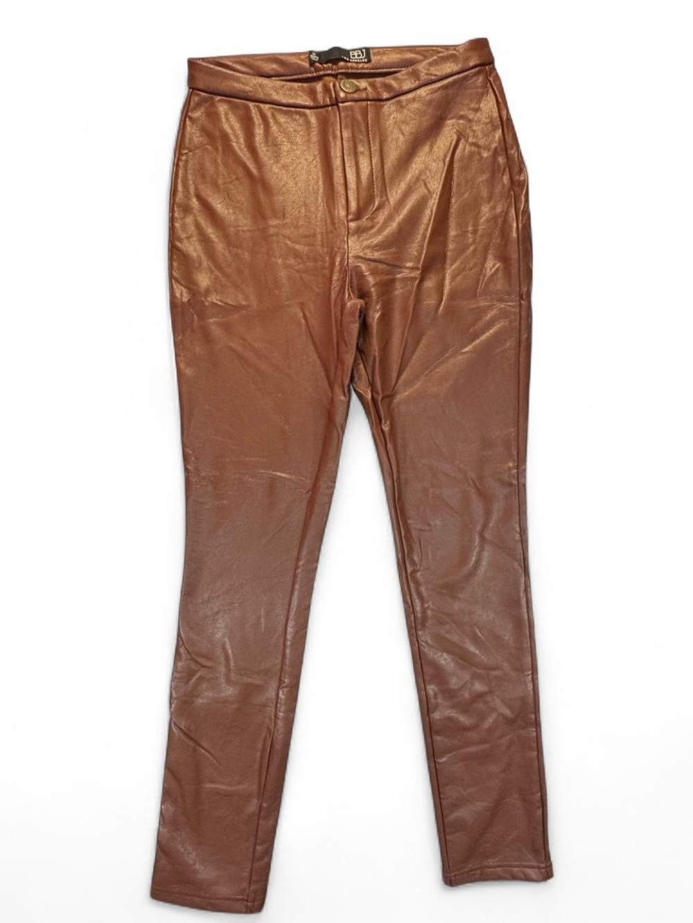 Brown Vegan Leather Skinny Pants Women's Medium Faux Leather Moto Y2K Indie